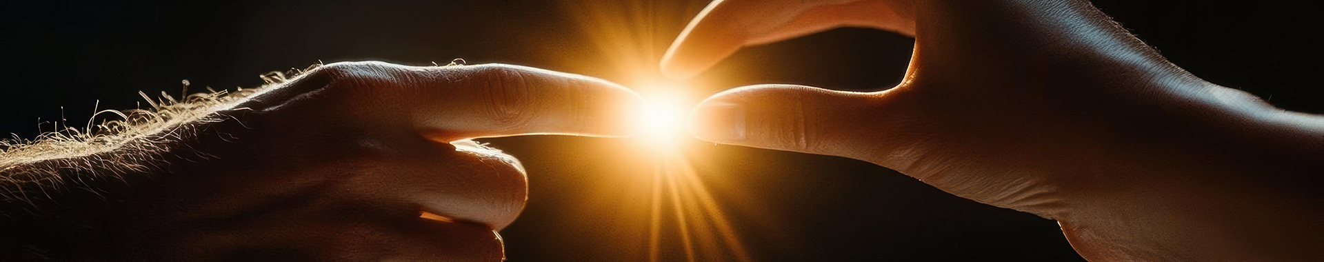 Two hands passing light
